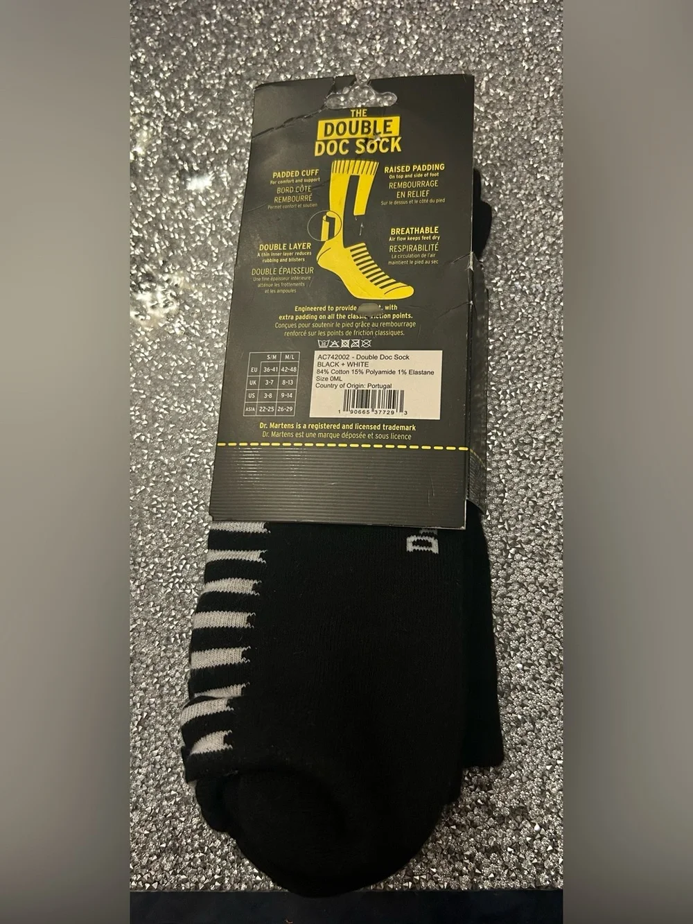 Dr. Martens Black Socks with Gray Stripe - Double Doc Sock M/L